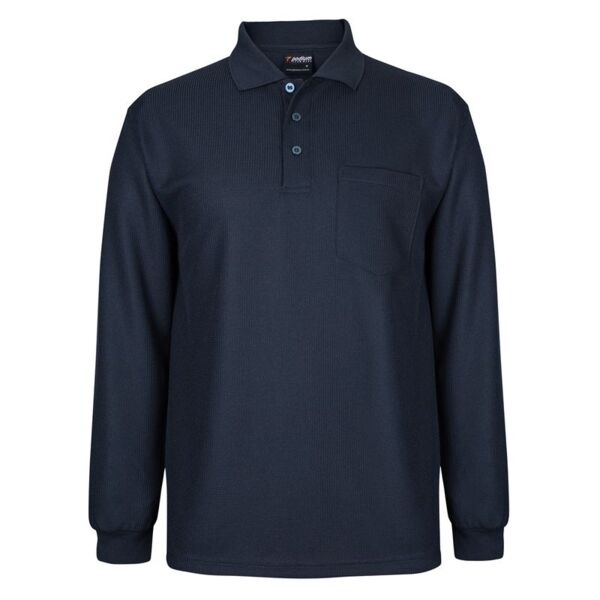Podium Long Sleeve Waffle Pocket Polo Thumbnail